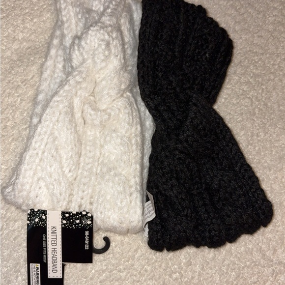 White and Black Knitted Headbands - Picture 2 of 3